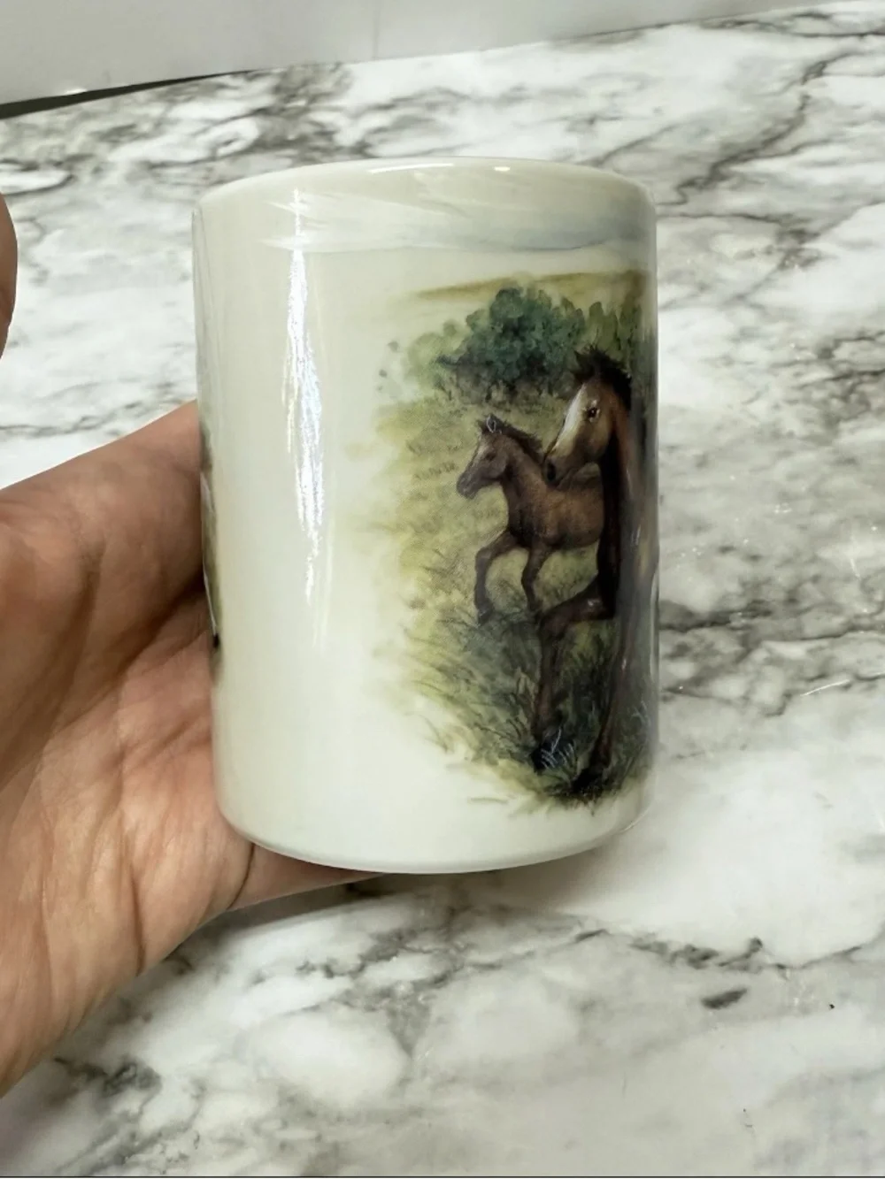 Vintage Otagiri Japan Hand Painted Wild Horses Coffee/Tea Mug, Equestrian Core